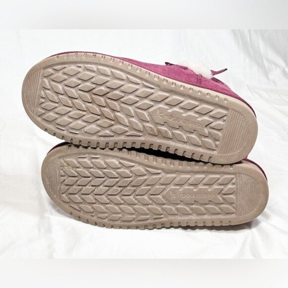 Koolaburra by Ugg Burgundy Suede Sherpa Victoria Mini Bow Booties Ankle Boots~7~ - Picture 5 of 6